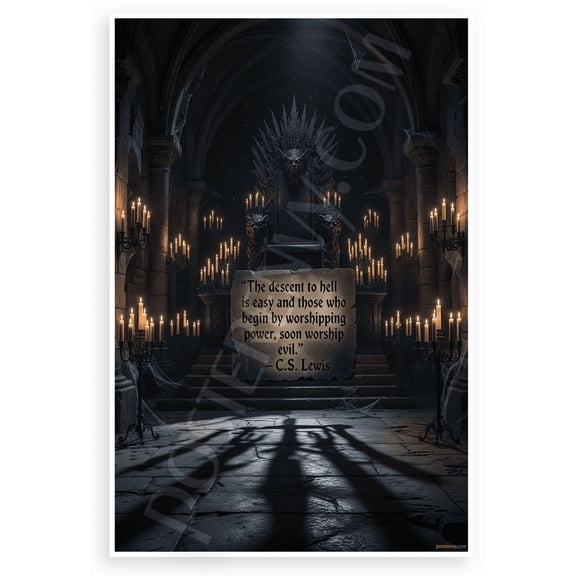 C.S. Lewis "Descent to Hell Is Easy" Inspirational 12x18 US Made Poster