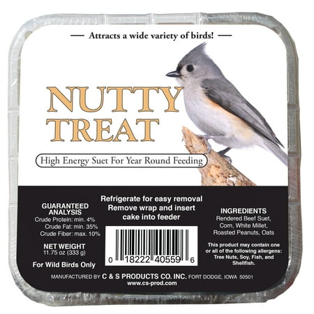 C&S Nutty Treat Suet, for Year Round Feeding, 11.75 oz Cake, Fresh Wild Bird Food