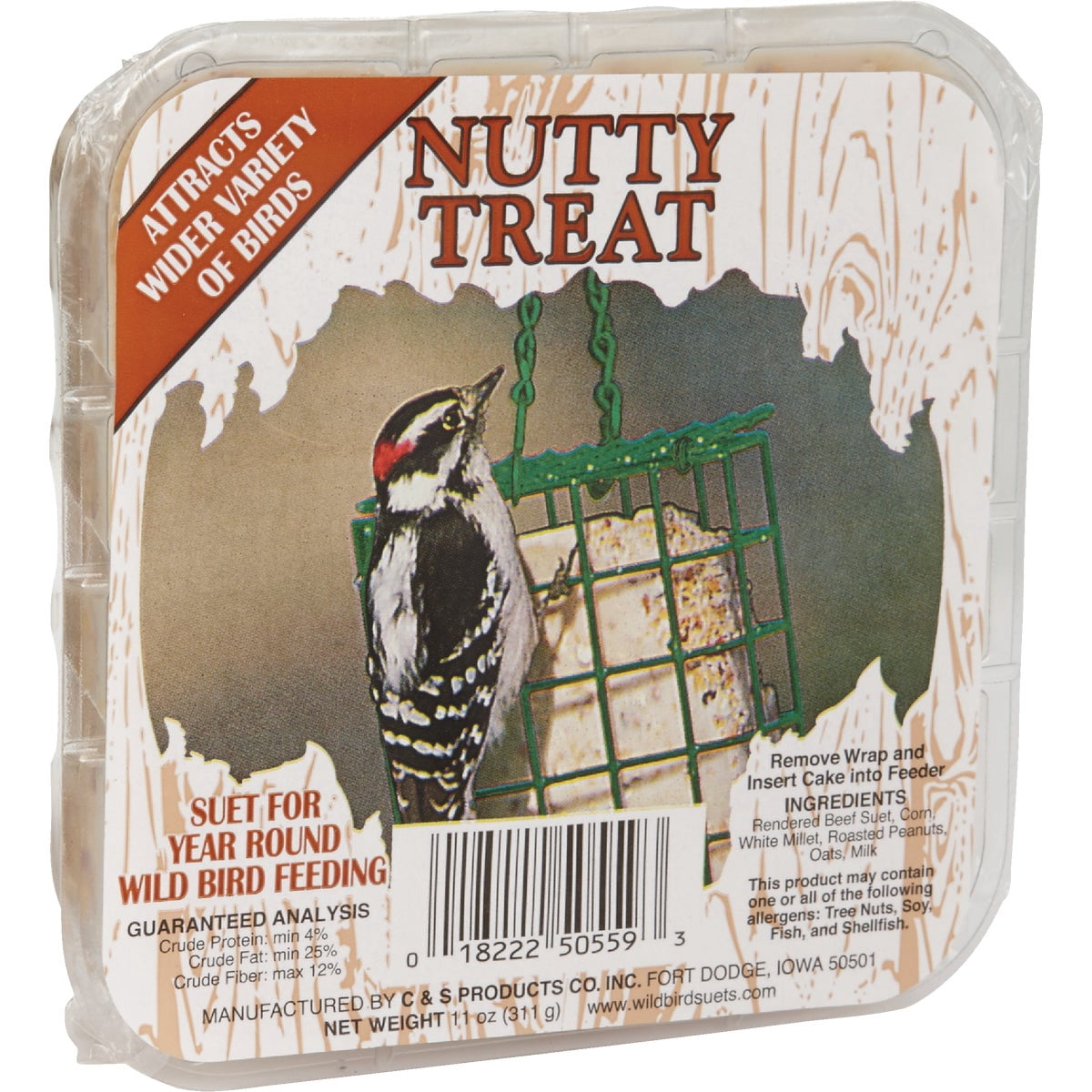 C & S Products Nutty Treat - Beef Flavor Suet Cake - 11-oz Box — Home & Garage Storage, Stackable Design