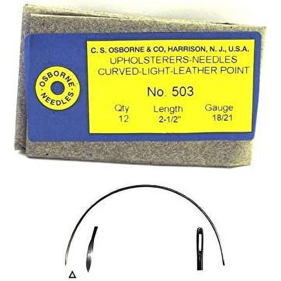 C.S. Osborne 12/Pk. Curved Leather Point Needles #503 Size 2-1/2"