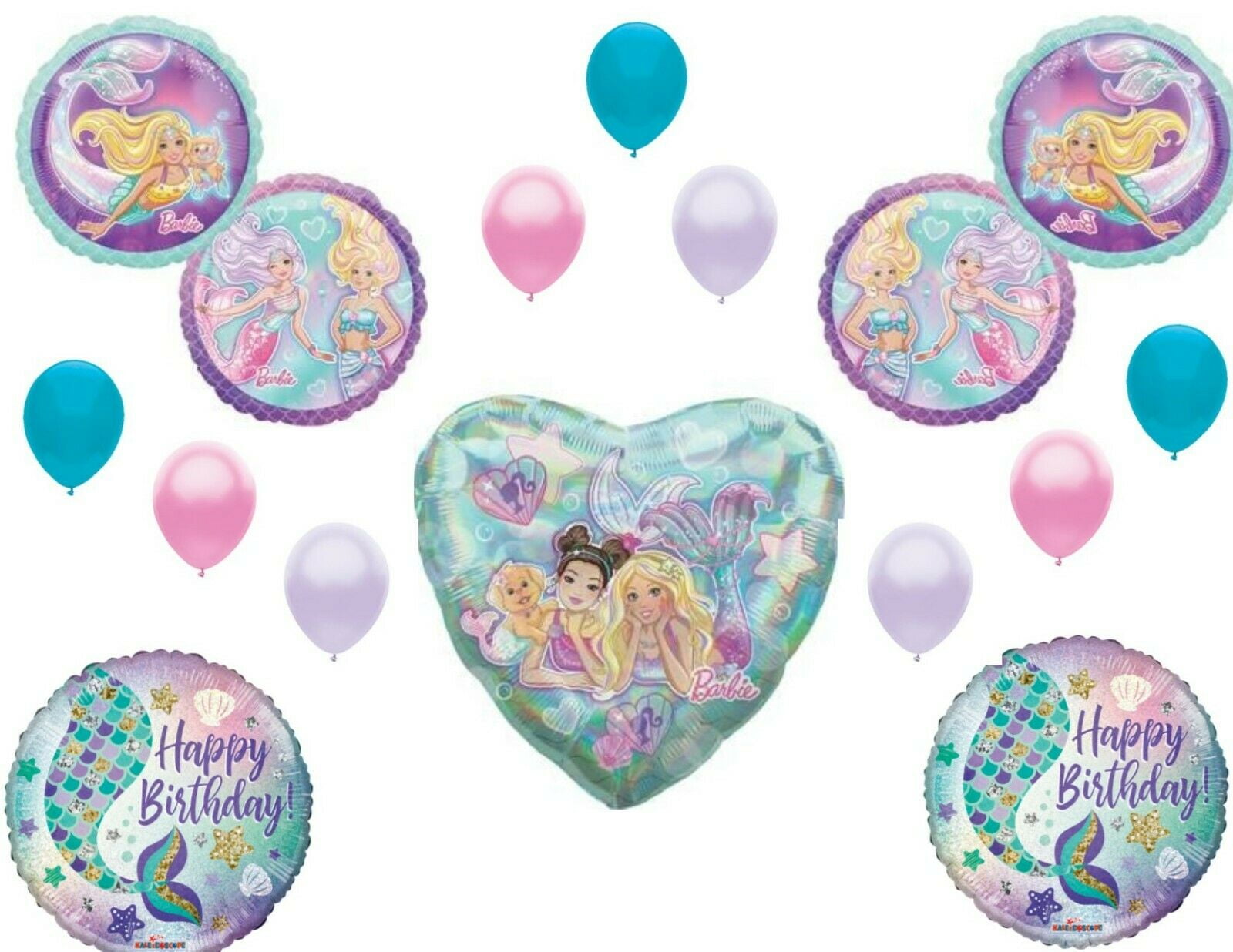 C & S Party Supply Barbie Mermaid Birthday Balloons, Pink/Lavender, 14 Count