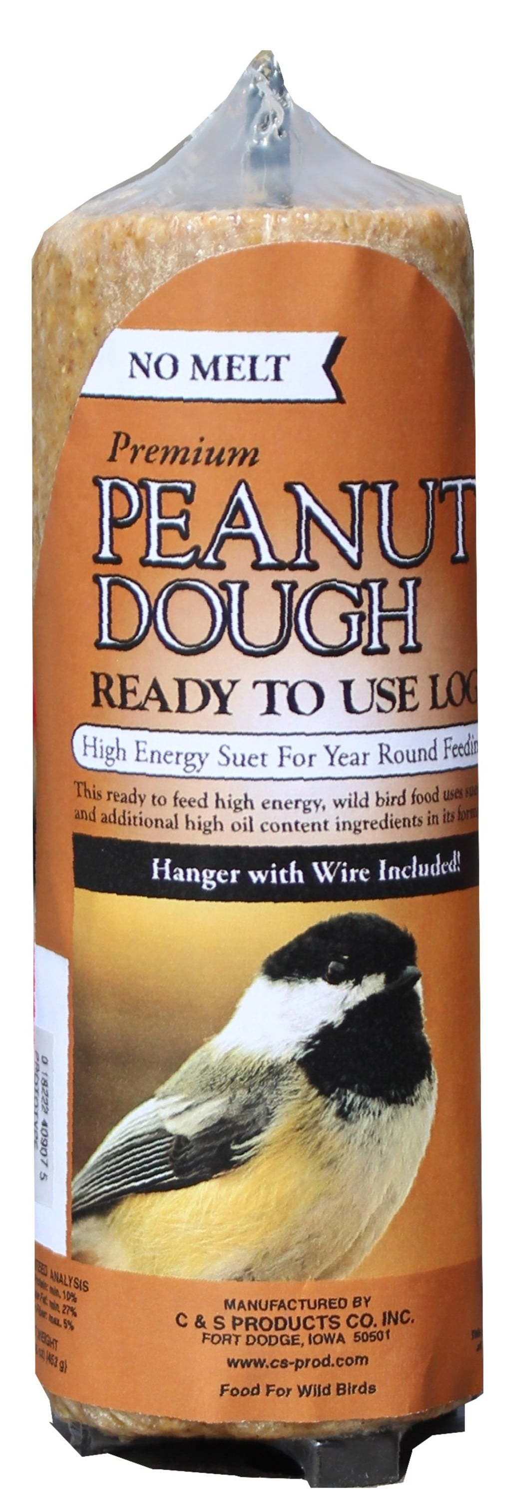 C&S Peanut Delight RTU No Melt Suet Dough, 1 lb Log, Dry Wild Bird Food