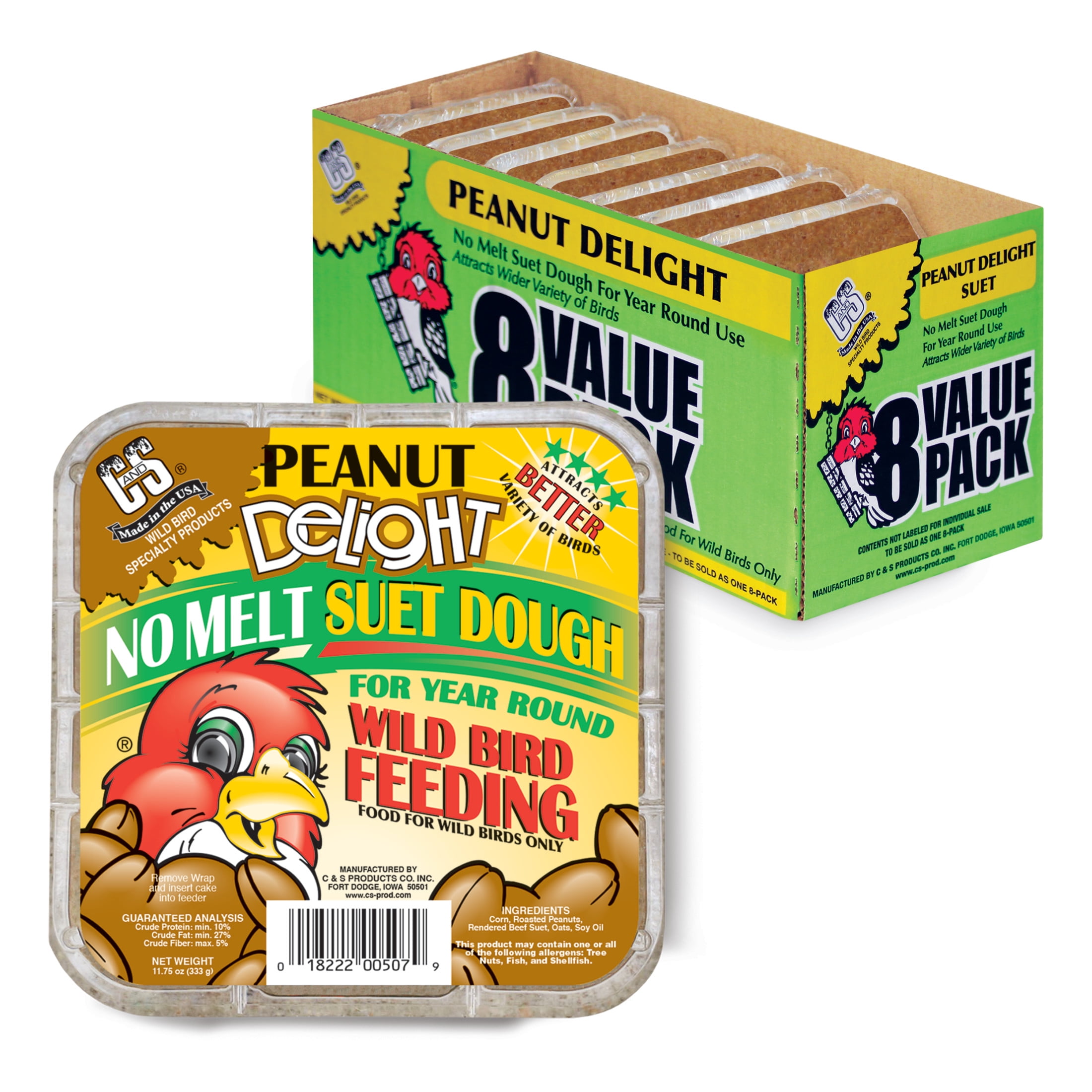 C S Peanut Delight Value Pack 8 Suet Cakes Fresh Wild Bird Food 8 Pack Walmart