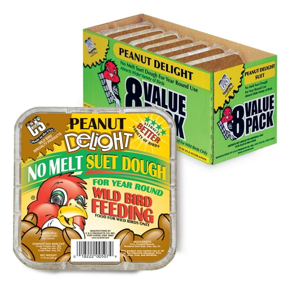 C&S Peanut Delight No Melt Suet Dough 11.75 Ounces 8 Pack