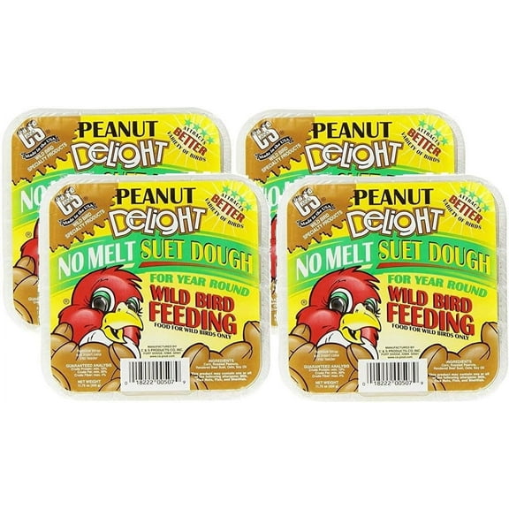 C&S Peanut Delight Wild Bird No Melt Suet Dough, 11.75 Ounces Each - 4 Pack