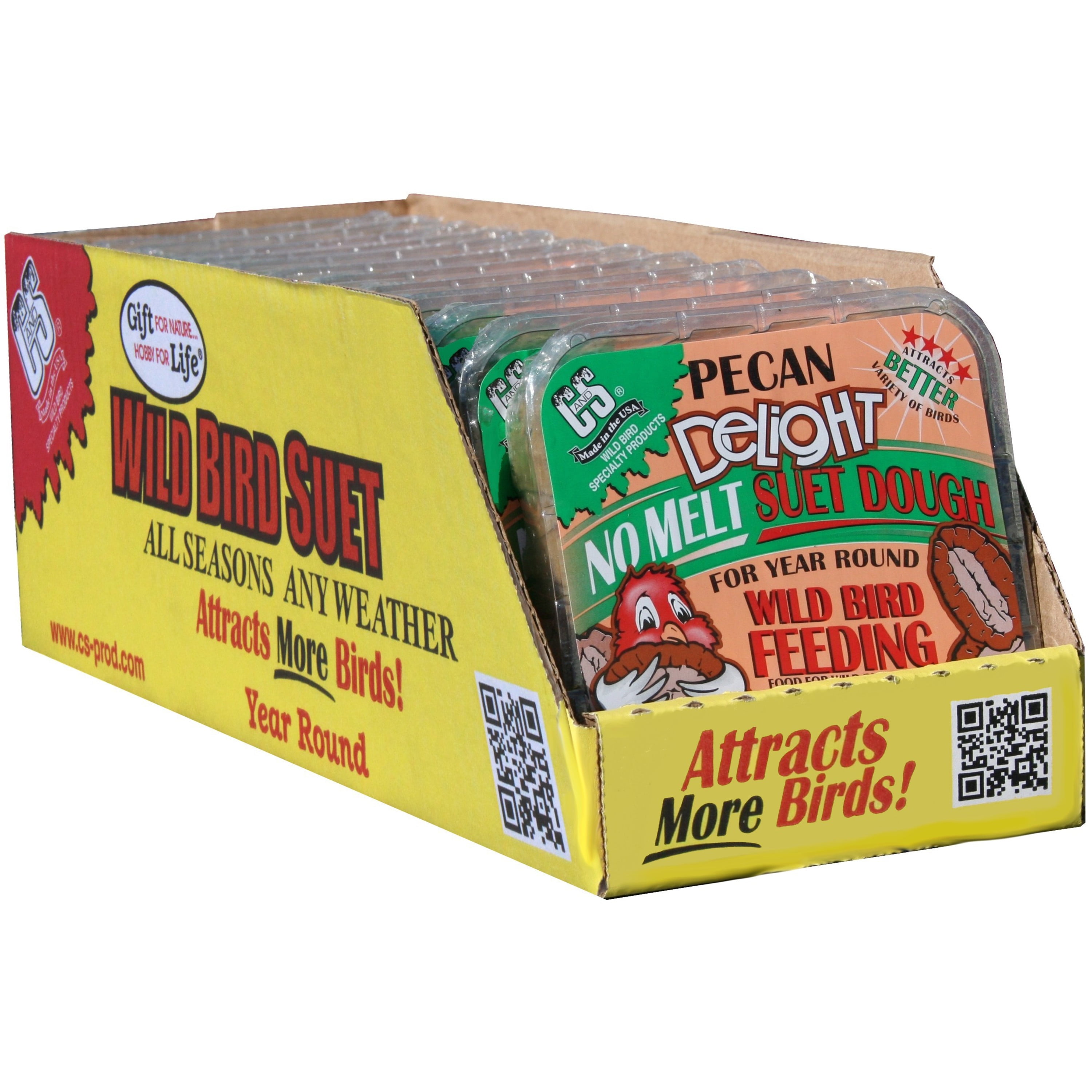 C&S Pecan Delight No-melt Suet Dough, 11.75 oz, Wild Bird Food, 12 Pack