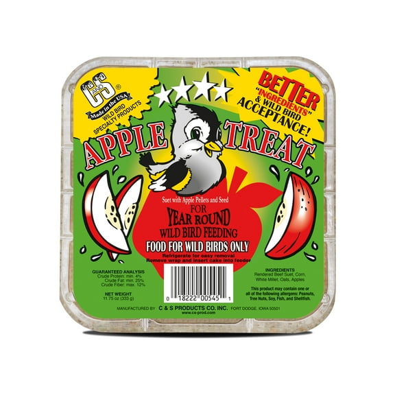 C&S Apple Suet Treat, for Wild Birds, 11.75 Ounces