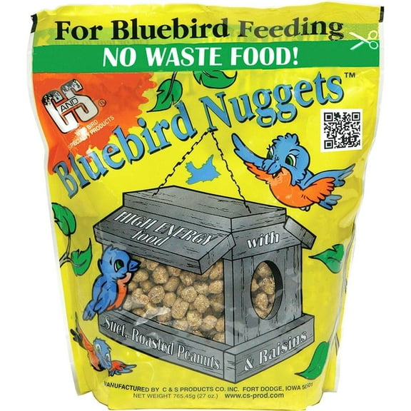 C&S Products Blue Bird Nuggets Plus Beef Suet,Corn,Peanuts,Raisins 27 Oz