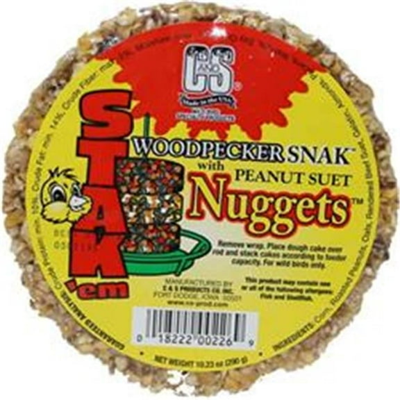 C & S Products CS06226 10.23 oz StakEm Woodpecker Snak with Peanut Suet Nuggets