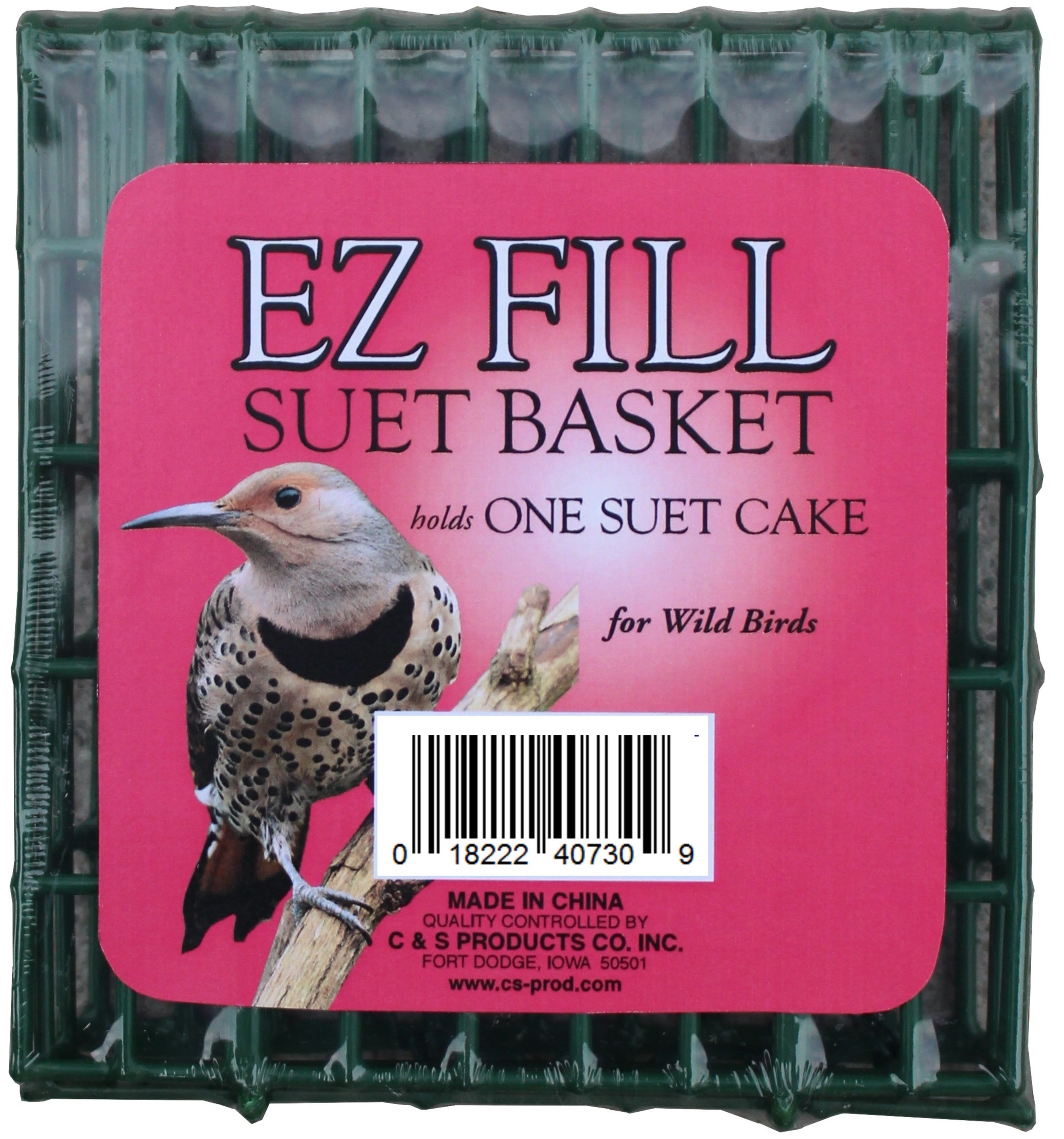 C&S Products Green Wild Bird EZ Fill Suet Cake Feeder