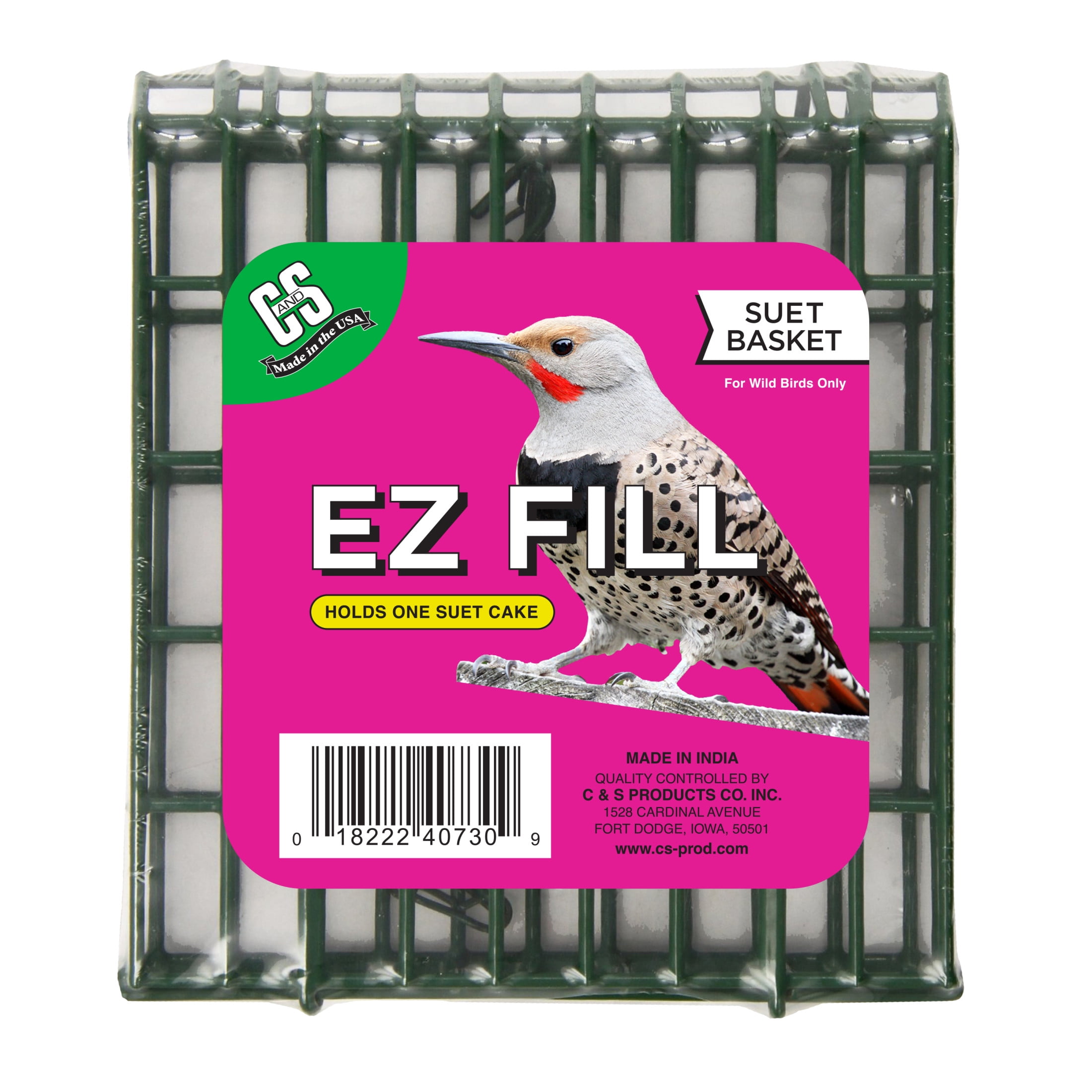 C&S Green Wild Bird EZ Fill Suet Cake Feeder