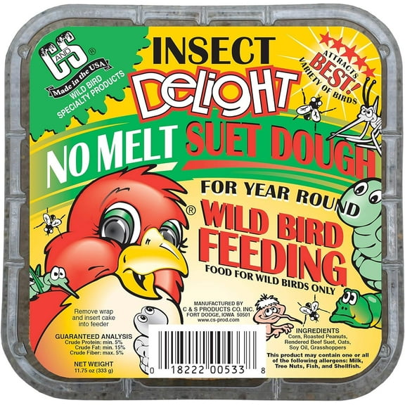 C & S Products Insect Delight No-Melt Suet Dough Wild Bird Food, 11.75 oz