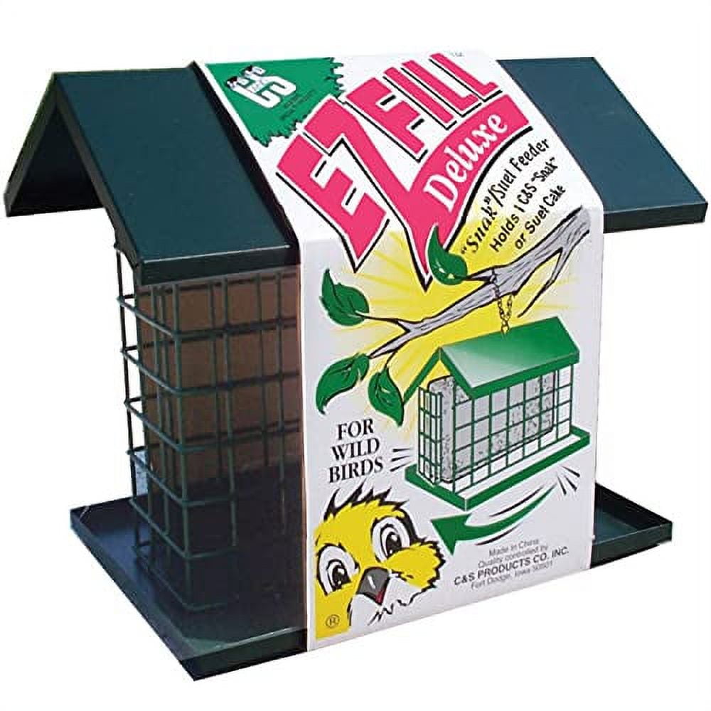 Green Hanging Metal Suet Cage Feeder with Roof