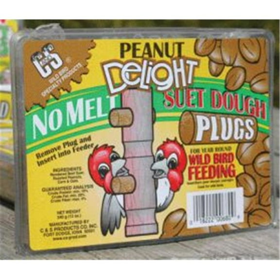C & S Products Peanut Delight Suet Dough Plug Wild Bird Food, Roasted Peanuts, 12 oz. Plug