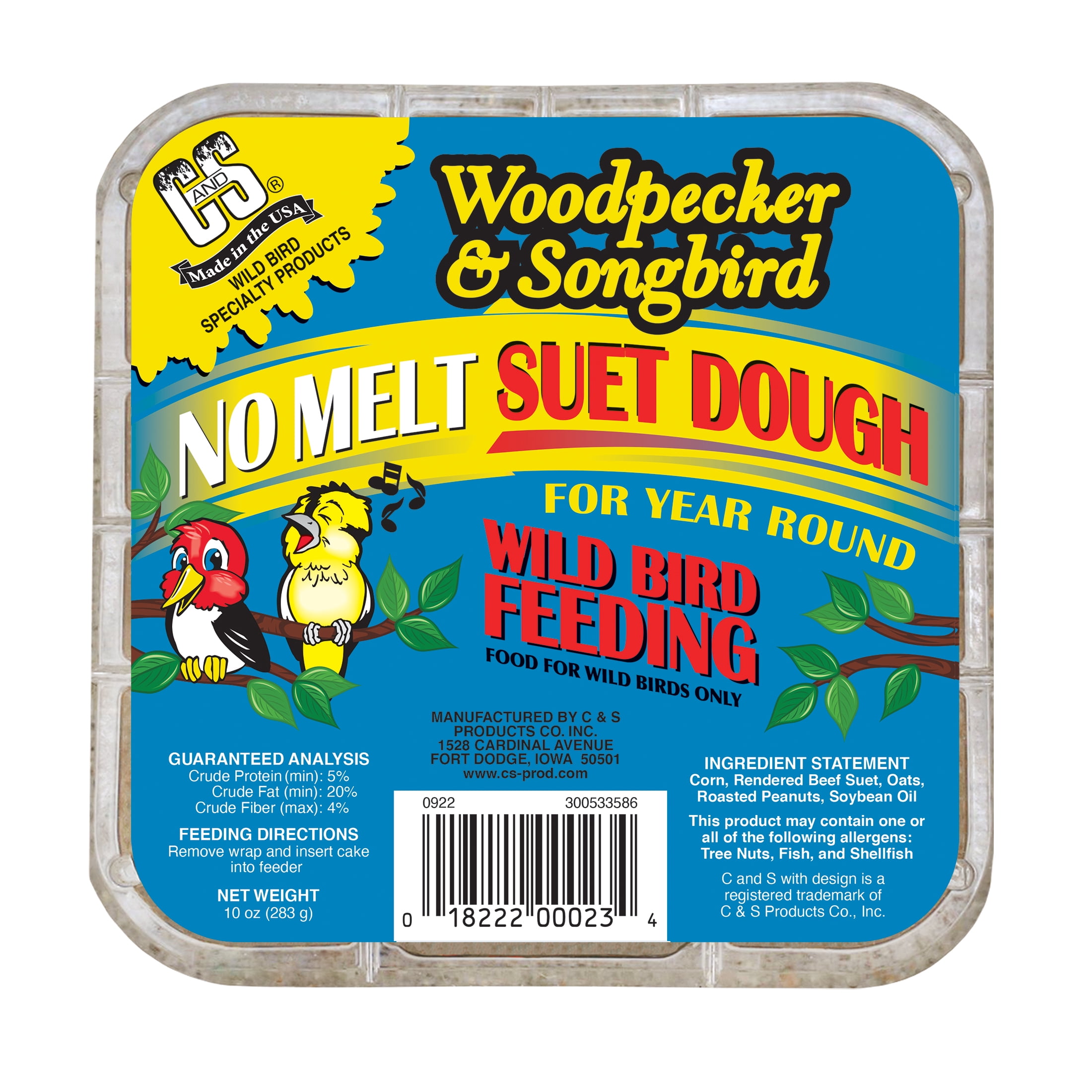 C & S Products Woodpecker & Songbird Suet Delight, Wild Bird Food, 10