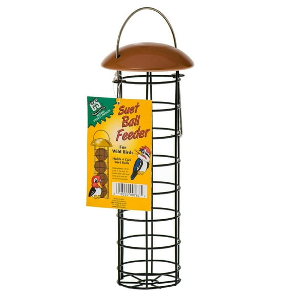 C & S Products Suet Ball Bird Feeder for Wild Birds, Holds 4 Suet Balls, Copper Roof
