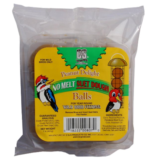 C&S Wild Bird Food MMF7 Peanut Delight 16 oz Suet Dough Balls, 4 Pack