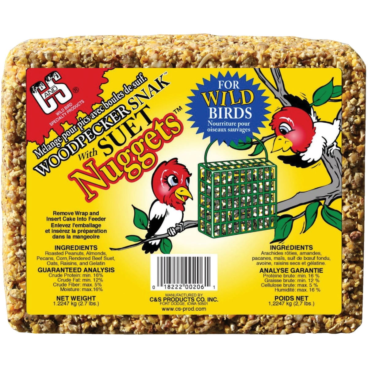 C&S Woodpecker Snak Food Cake, 1 Count (Pack of 1)