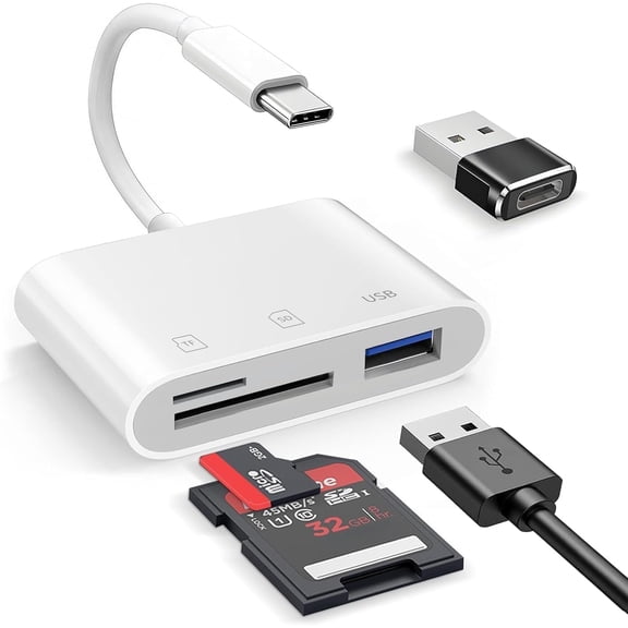 C SD Card Reader, C for 15 16///Laptop,3 in 1 sd Card Reader with Dual Slots & Port for /Air/Mini Laptop USBC Typec Devices