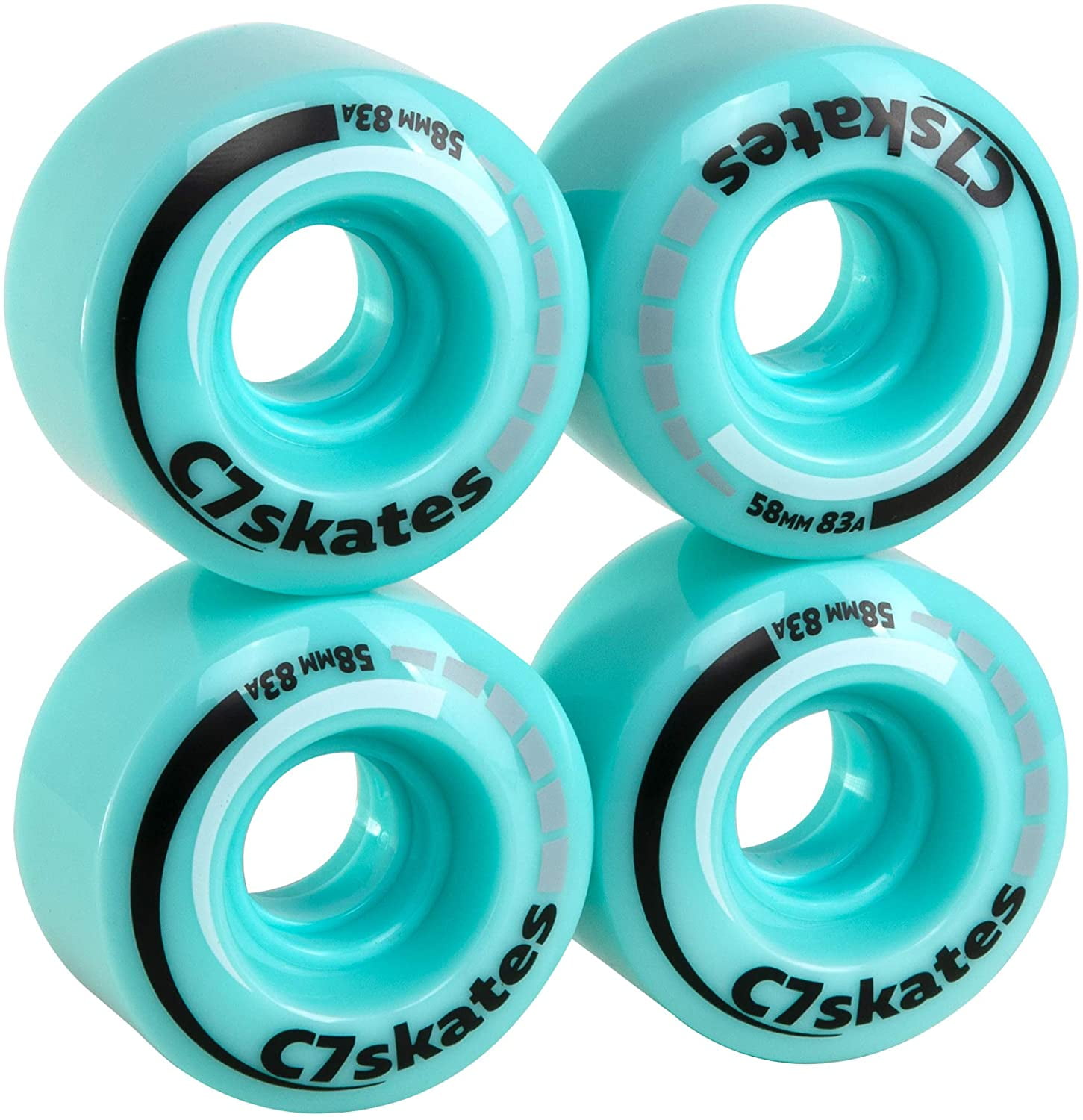 C SEVEN C7skates 83A PU 58x33mm Quad Roller Skate Wheels (Aquamarine