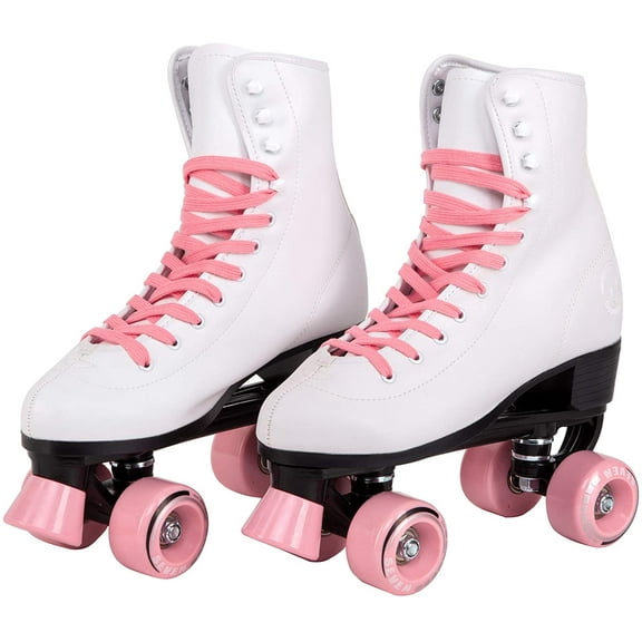 C SEVEN Quad Roller Skates, 54 x 32-mm Wheels with 82A Hardness for Outdoor Use, Candy Pink, Women's 8 / Men's 7