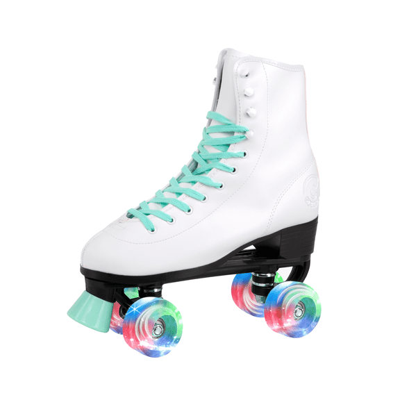 C SEVEN Quad Roller Skates with LED wheels (Mint, Women's 7 / Youth 6 / Men's 6)