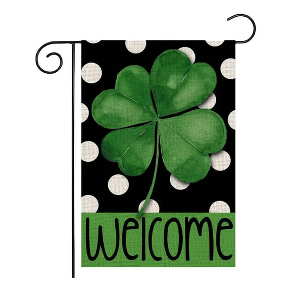 C Saint Patricks Day Garden Flag Outdoor Decorative Flag Linen Fabric Double Sided Printed For Yard And Home Size 17.71 X 11.81 Inches