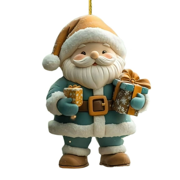 C Santa Acrylic Christmas Ornament - Flat Hanging Decoration, Festive Tree Decor