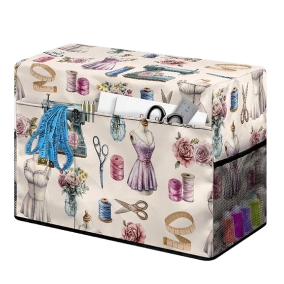 C Sewing Machine Cover With Canvas Material, Dustproof Design, Storage Bag Function And Machine Fit For Sewing Equipment Storage