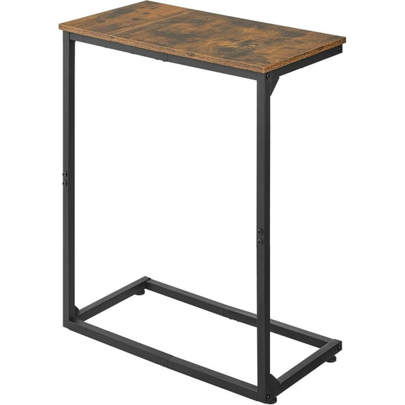 C Shape End Table, Large Surface Couch Table, C Table Sofa Side End Table, Side Table for Couch Slide Under, for Living Room, Bedroom, Home Office, Rustic Design, 21.7" D x 11.8"W x 26.4"H