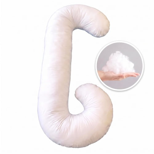 C-Shape Pregnancy Body Pillow, 100% Soft Cotton Cover Maternity Support Pillow for Back, Hip, Belly & Leg Relief, Full Body Sleeping Comfort Pillow for Pregnant Women, Detachable Washable Cover