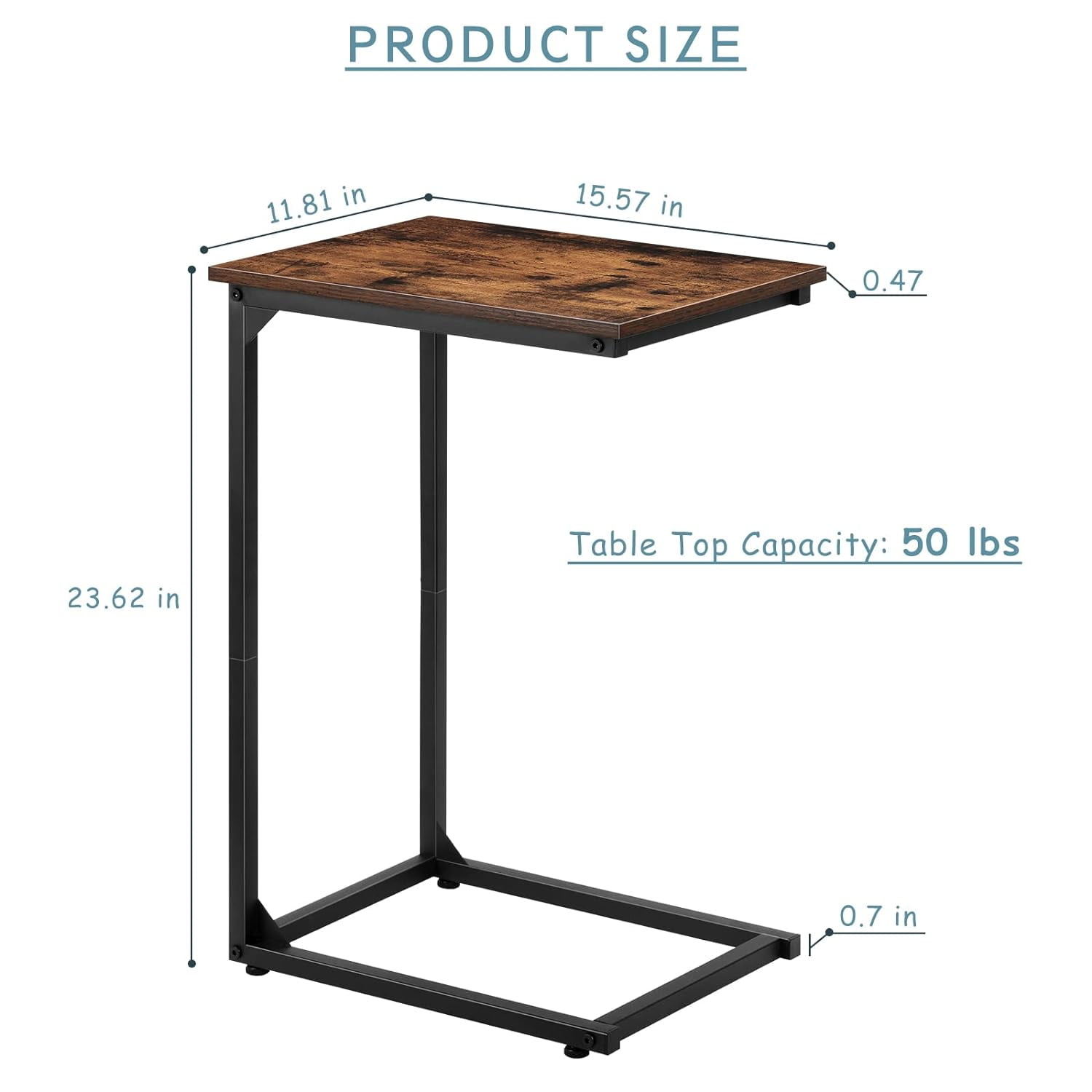 C Shape Side Table Set of 2, C Shape Sofa and Bed End Table, Portable