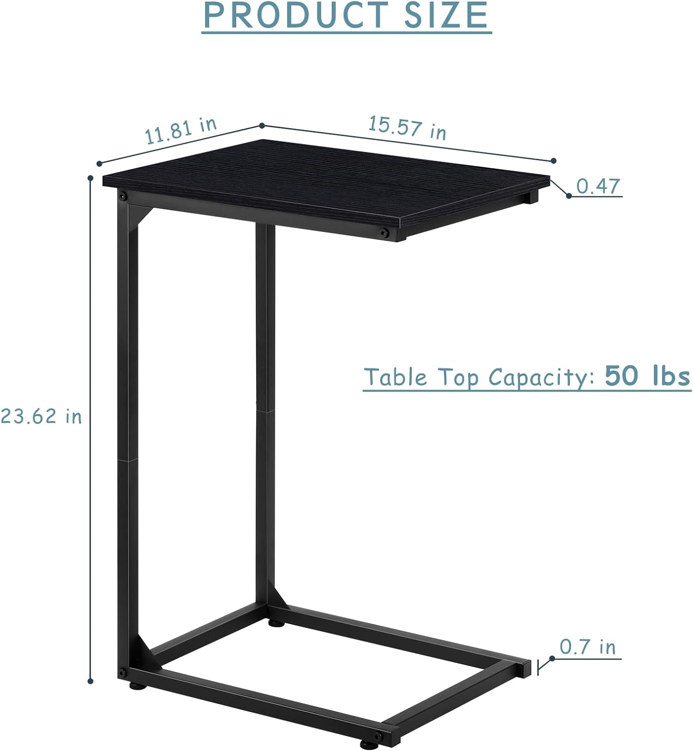 C Shape Side Table Set of 2, C Shape Sofa and Nightstand, Portable