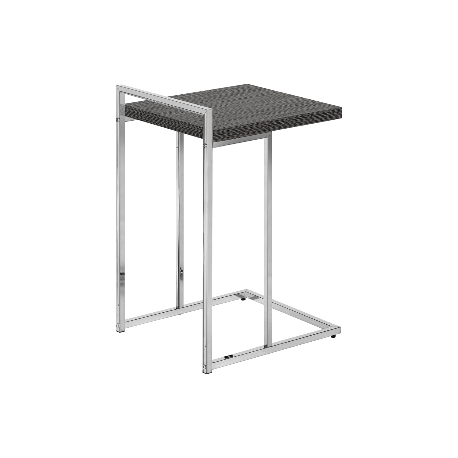C-Shaped Accent Table, Chrome & Grey Laminate, End Table for Living Room, Bedroom