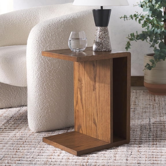 C - Shaped Accent Table, Medium Oak Brown