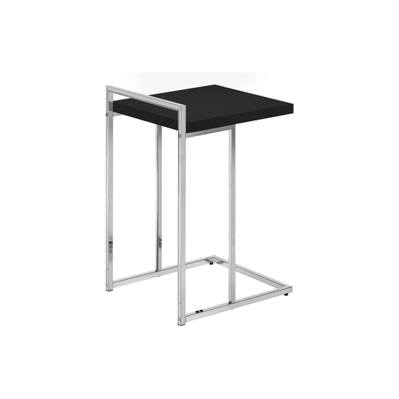 C-Shaped Accent Table, Modern Chrome & Black Laminate End Table for Living Room, Bedroom