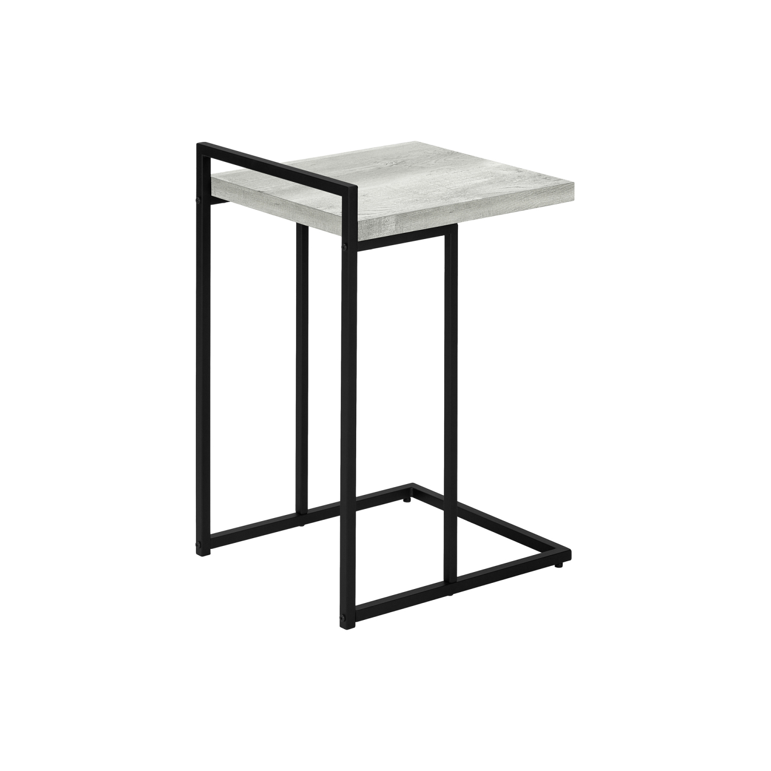 C-Shaped Accent Table for Living Room & Bedroom Small End Table with Reclaimed Wood Look Top