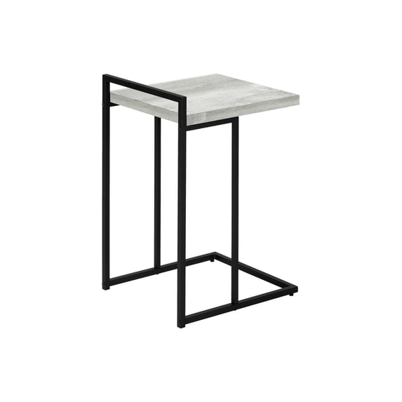 C-Shaped Accent Table for Living Room & Bedroom Small End Table with Reclaimed Wood Look Top