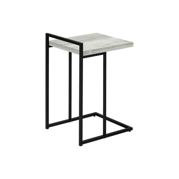 C-Shaped Accent Table for Living Room & Bedroom Small End Table with Reclaimed Wood Look Top