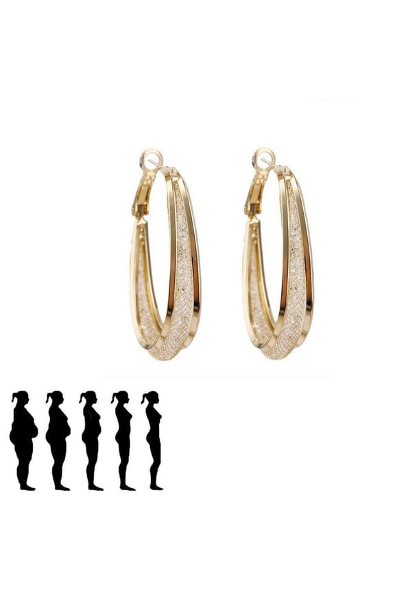 C Shaped Clip On Earrings for Sensitive Ears Multi Layer Rhinestone Design Fashion Jewelry Gift 5cm Hoops