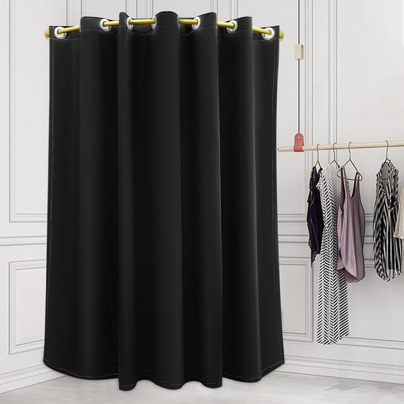 C-Shaped Clothing Store Fitting Room Wall-Mounted Changing Room Portable Dressing Room Rooms Modern Privacy Curtains for Privacy Protection and Room Divider (Black), JJOUAY-00-1