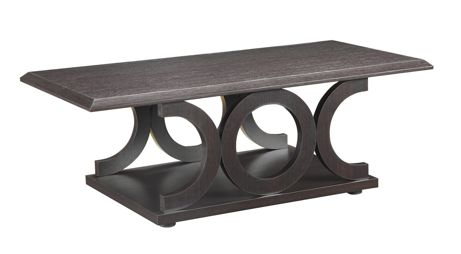 Elegant Cappuccino C-Shaped Wood Coffee Table 47"