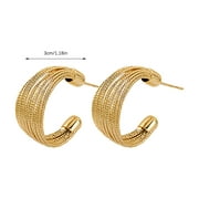 C-Shaped Earrings for Women with Exaggerated, Fashionable, and Airy Copper Drawing, Ideal for Women's Earrings.