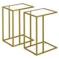 thumbnail image 1 of C Shaped End Side Table Set of 2,Couch Sofa Table for Small Space,Tempered Glass Snack Side Table with Metal Frame for Living Room, Bedroom, Bedside, Modern Style, Gold, 1 of 9