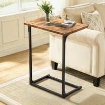 C Shaped End Sofa Table, Widened Vintage End Table Side Table for Living Room, Bedroom, 27"(H) x 21.1"(W) x 11.4"(D), Brown