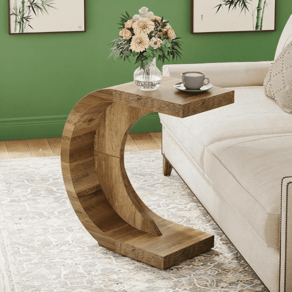 C-Shaped End Table, 11.8"*13.8" Tabletop, Compact 11.8"*25.59" Size, for Sofa/Bed/Small Spaces