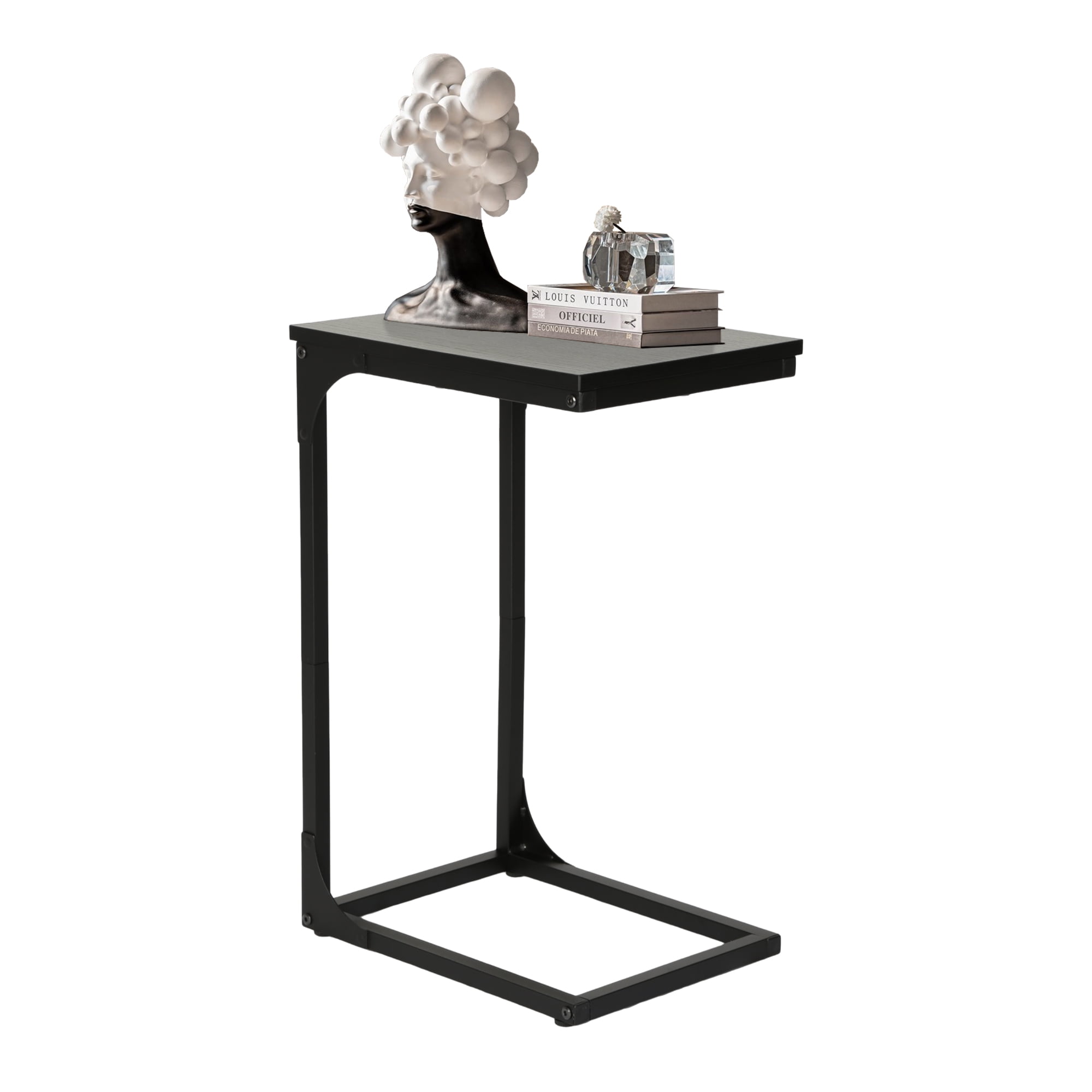 C Shaped End Table, 24 inches High Small Side Table for Couch, Bed