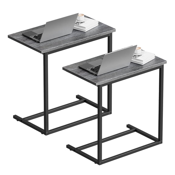 C Shaped End Table 2 PCS,C-Table for sofa,Side Table for Bedroom, Living Room, Home Office,Gray