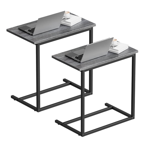 C Shaped End Table 2 PCS,C-Table for sofa,Side Table for Bedroom, Living Room, Home Office,Gray