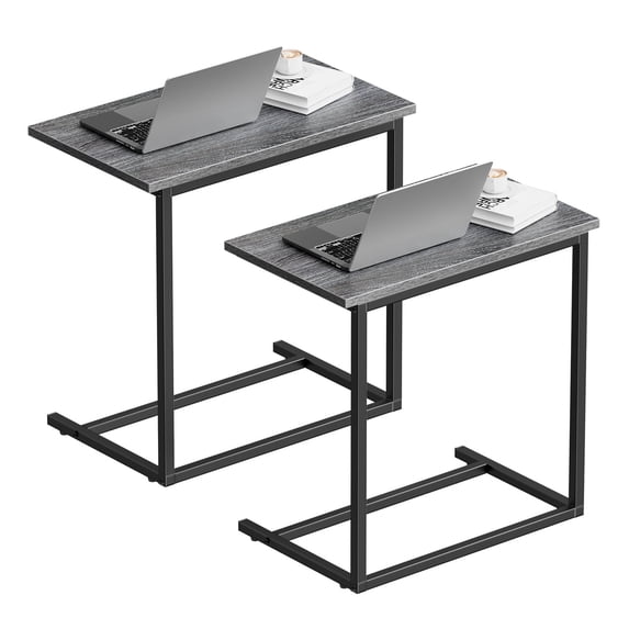 C Shaped End Table 2 PCS,C-Table for sofa,Side Table for Bedroom, Living Room, Home Office,Gray